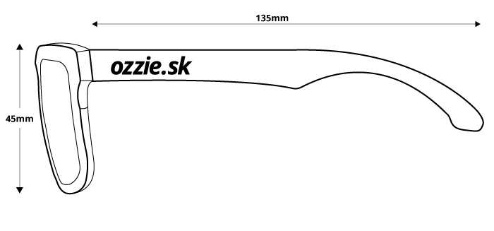 obrázek rozměrů pro polarizační sluneční brýle Ozzie OZ 10:83 P4 - pohled zboku